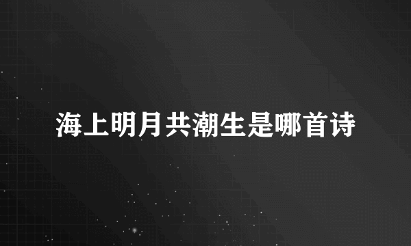 海上明月共潮生是哪首诗