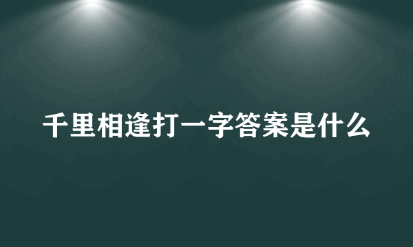 千里相逢打一字答案是什么