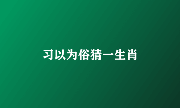 习以为俗猜一生肖
