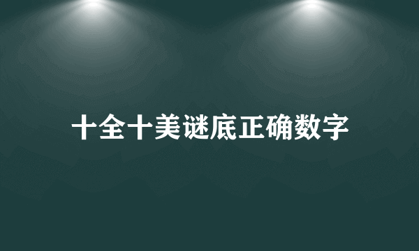 十全十美谜底正确数字
