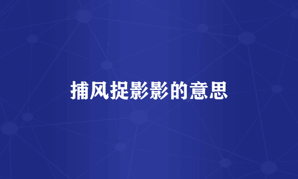捕风捉影影的意思