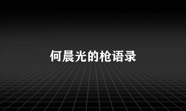 何晨光的枪语录