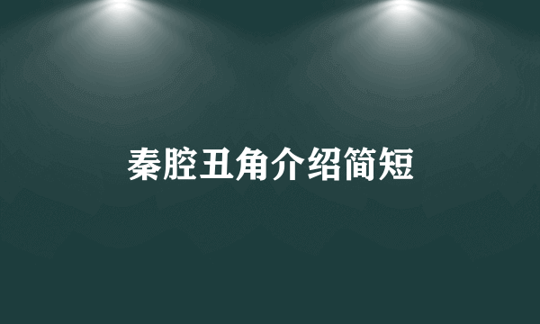 秦腔丑角介绍简短