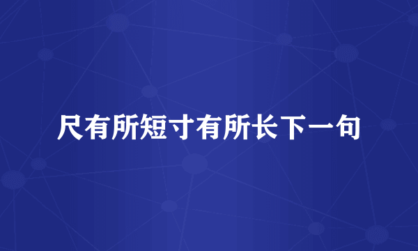 尺有所短寸有所长下一句