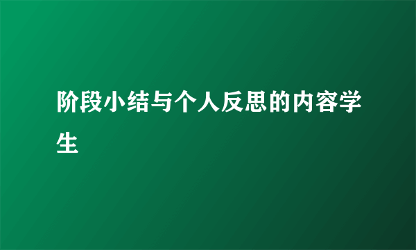阶段小结与个人反思的内容学生