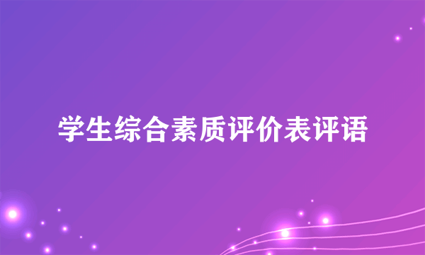 学生综合素质评价表评语