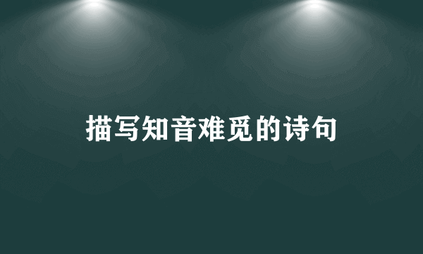 描写知音难觅的诗句