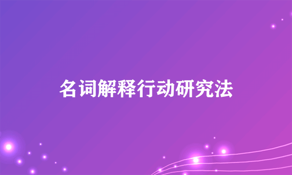 名词解释行动研究法