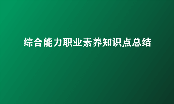 综合能力职业素养知识点总结