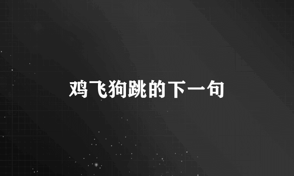 鸡飞狗跳的下一句