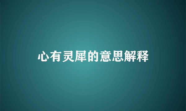 心有灵犀的意思解释