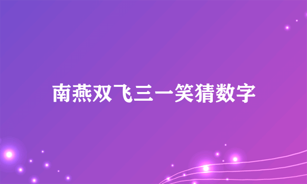 南燕双飞三一笑猜数字