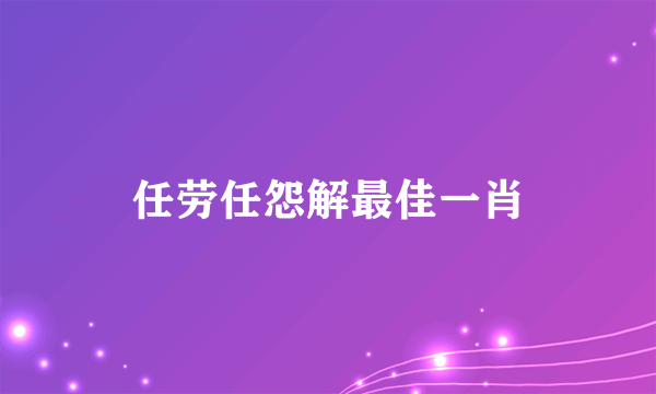 任劳任怨解最佳一肖