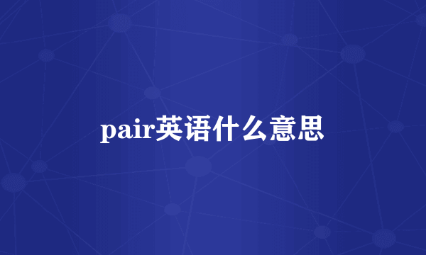 pair英语什么意思