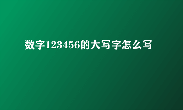 数字123456的大写字怎么写