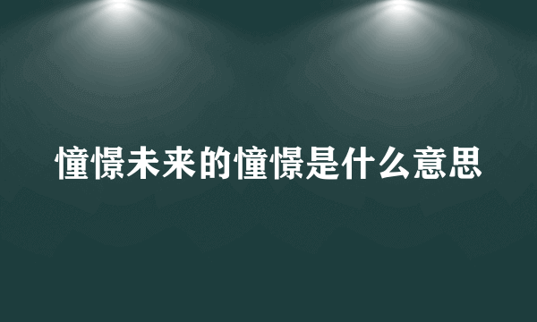 憧憬未来的憧憬是什么意思