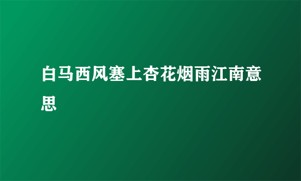 白马西风塞上杏花烟雨江南意思
