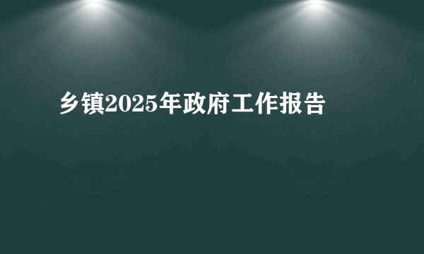 乡镇2025年政府工作报告