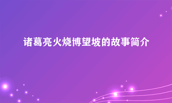 诸葛亮火烧博望坡的故事简介