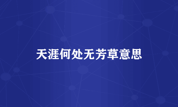 天涯何处无芳草意思