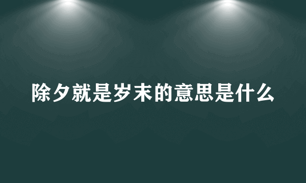 除夕就是岁末的意思是什么