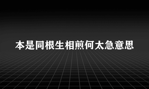本是同根生相煎何太急意思