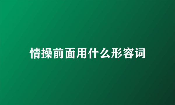 情操前面用什么形容词