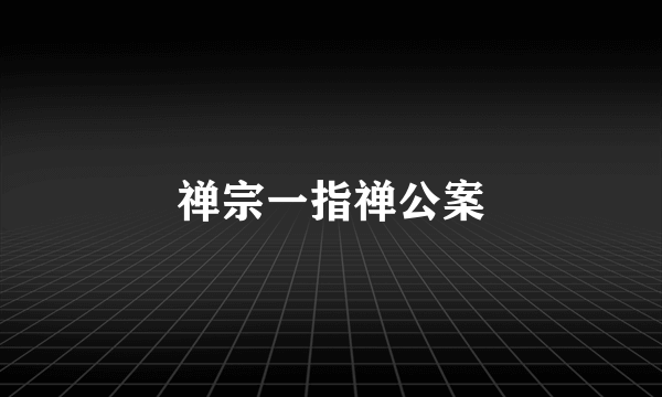 禅宗一指禅公案