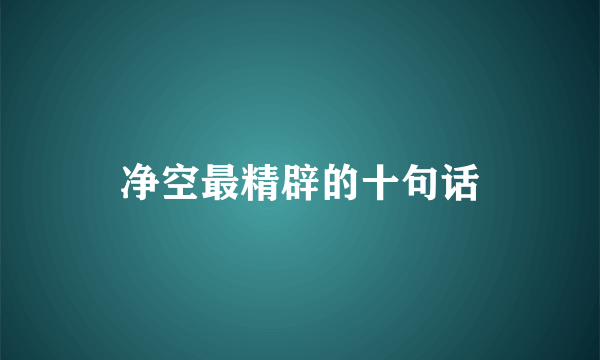 净空最精辟的十句话