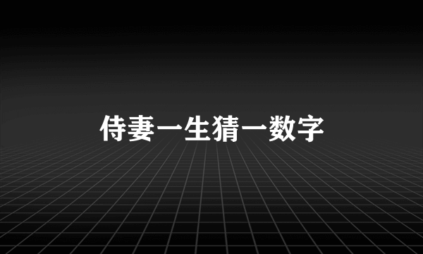 侍妻一生猜一数字