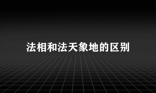 法相和法天象地的区别