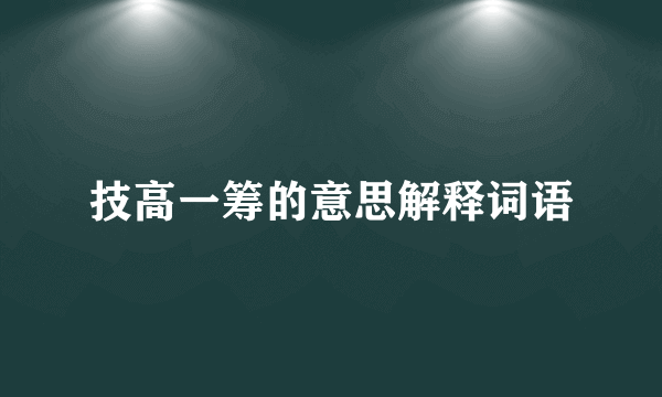 技高一筹的意思解释词语