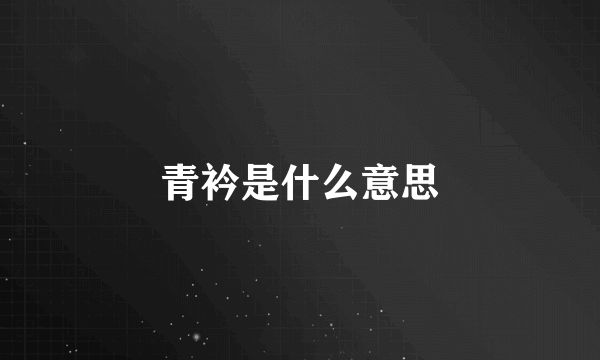 青衿是什么意思