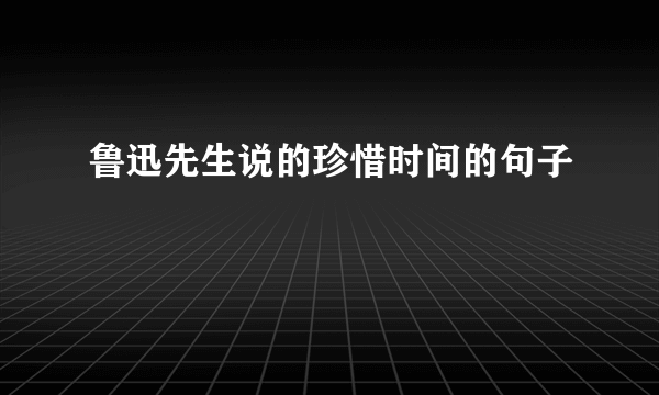 鲁迅先生说的珍惜时间的句子