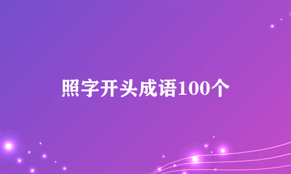 照字开头成语100个