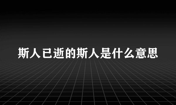 斯人已逝的斯人是什么意思