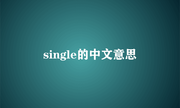 single的中文意思