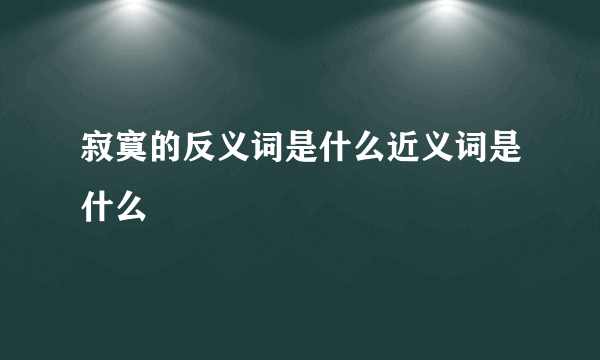 寂寞的反义词是什么近义词是什么