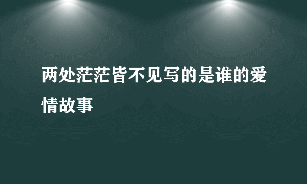 两处茫茫皆不见写的是谁的爱情故事
