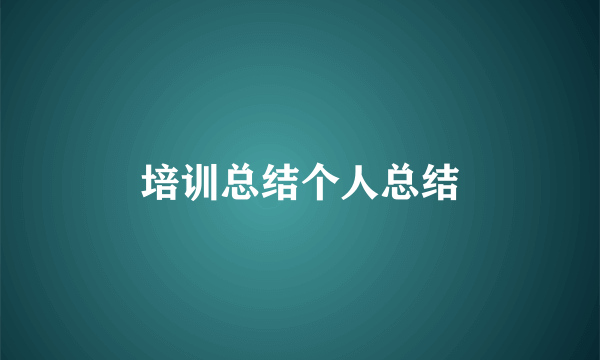 培训总结个人总结
