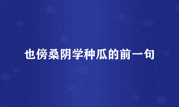 也傍桑阴学种瓜的前一句