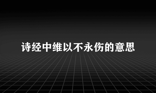 诗经中维以不永伤的意思
