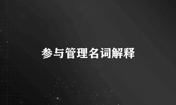参与管理名词解释