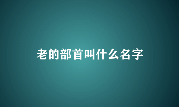 老的部首叫什么名字