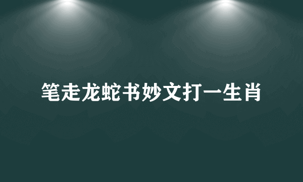 笔走龙蛇书妙文打一生肖