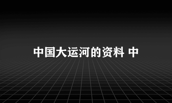 中国大运河的资料 中