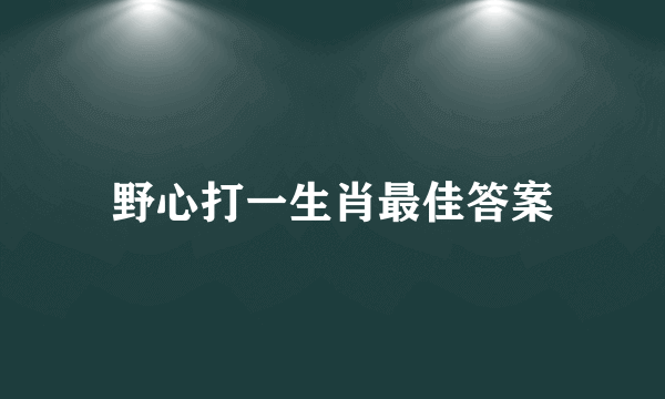 野心打一生肖最佳答案