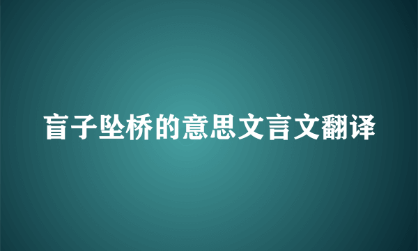 盲子坠桥的意思文言文翻译