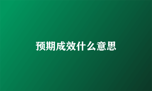 预期成效什么意思