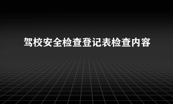 驾校安全检查登记表检查内容